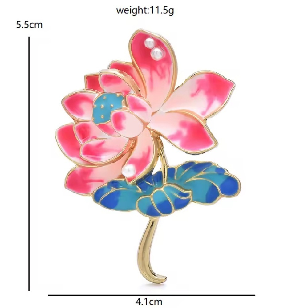 Purple Lotus Brooch Elegant Enamel Flower Pin View 3